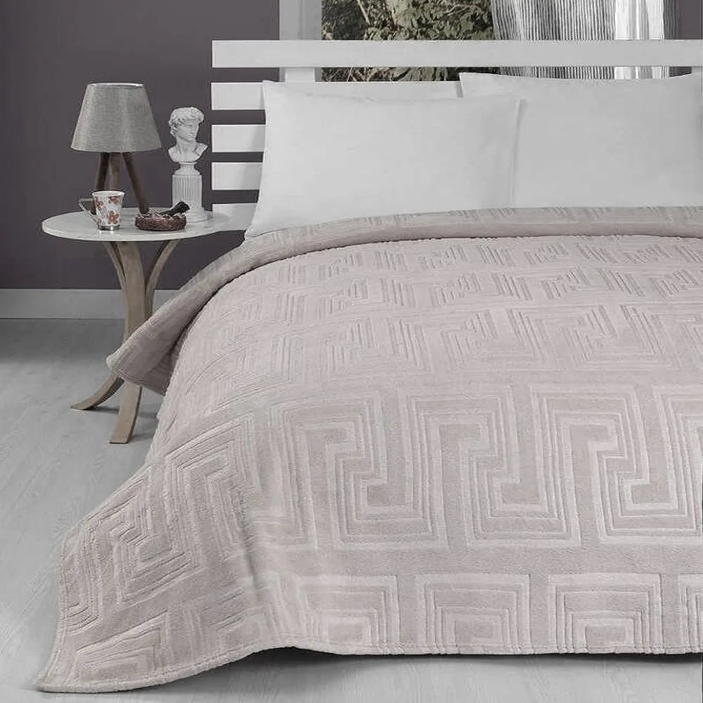 Patura Embosata cocolino vizon geometric 200x220cm