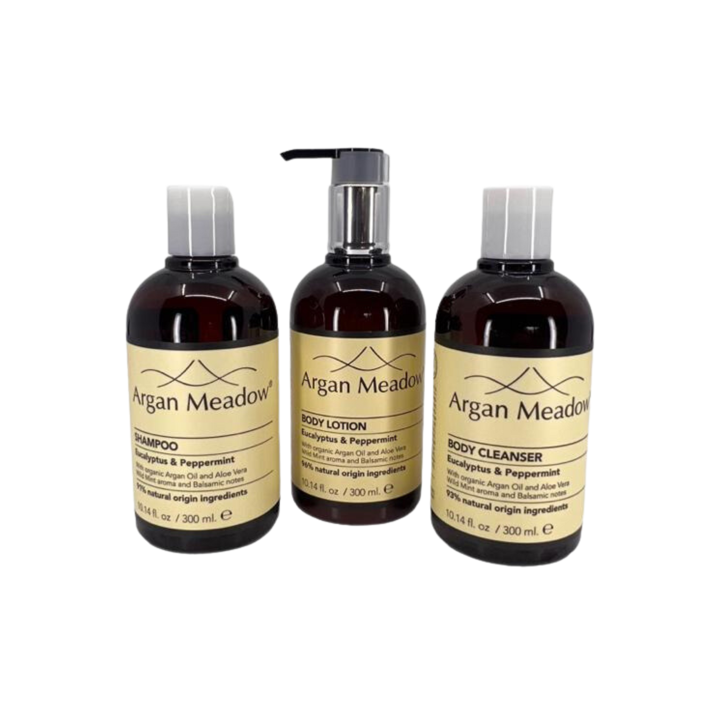 Pachet Argan Meadow - 5 x Gel de Duș 300ml + 5 x Loțiune de Corp 300ml + 5 x Șampon 300ml