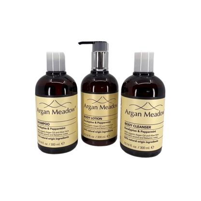 Pachet Argan Meadow - 5 x Gel de Duș 300ml + 5 x Loțiune de Corp 300ml + 5 x Șampon 300ml