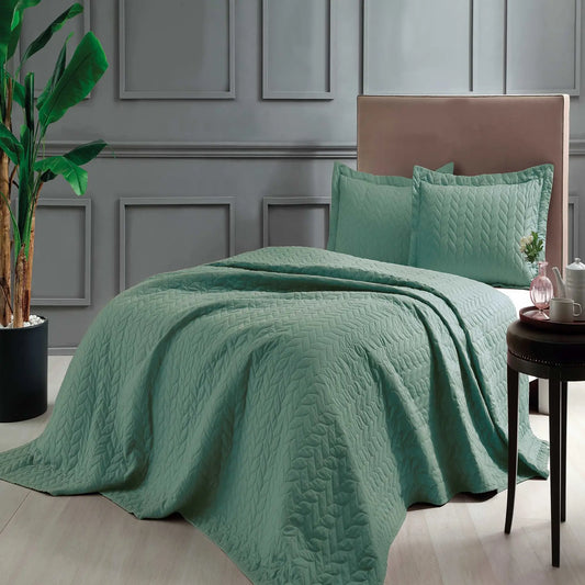 Cuvertura pat matlasata TAC DELUXE pentru 2 persoane Glory verde