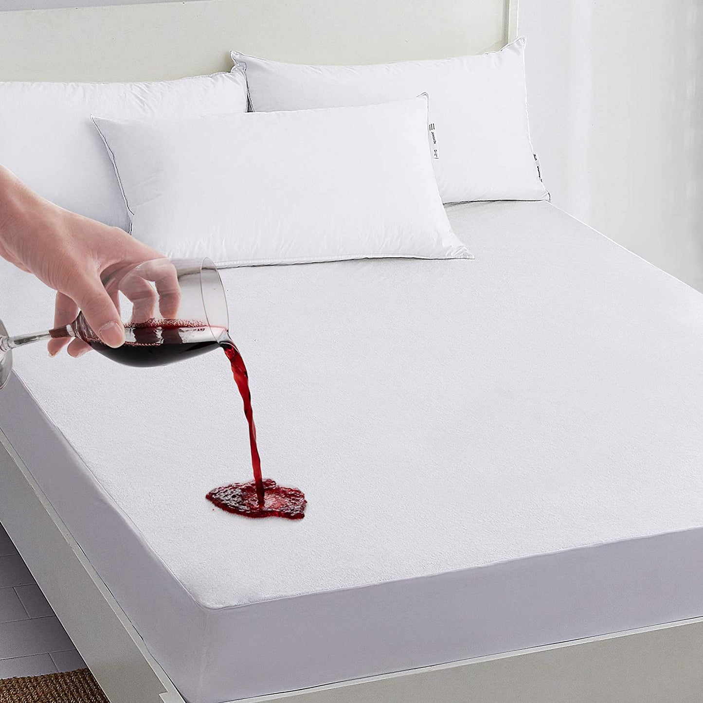 Set 10 Huse saltea 180x200cm impermeabile bumbac frotir Alb 10xPIFE180