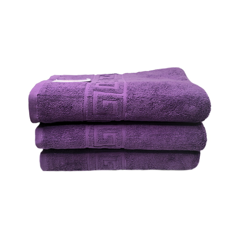 Set 3 Prosoape Bumbac 70×130cm 550 gr/mp Greek Border Purple