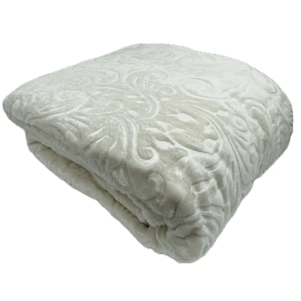 Patura Embosata cocolino ecru floral 200x220cm
