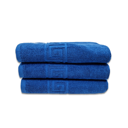 Set 3 Prosoape Bumbac 70×130cm 550 gr/mp Greek Border Royal Blue