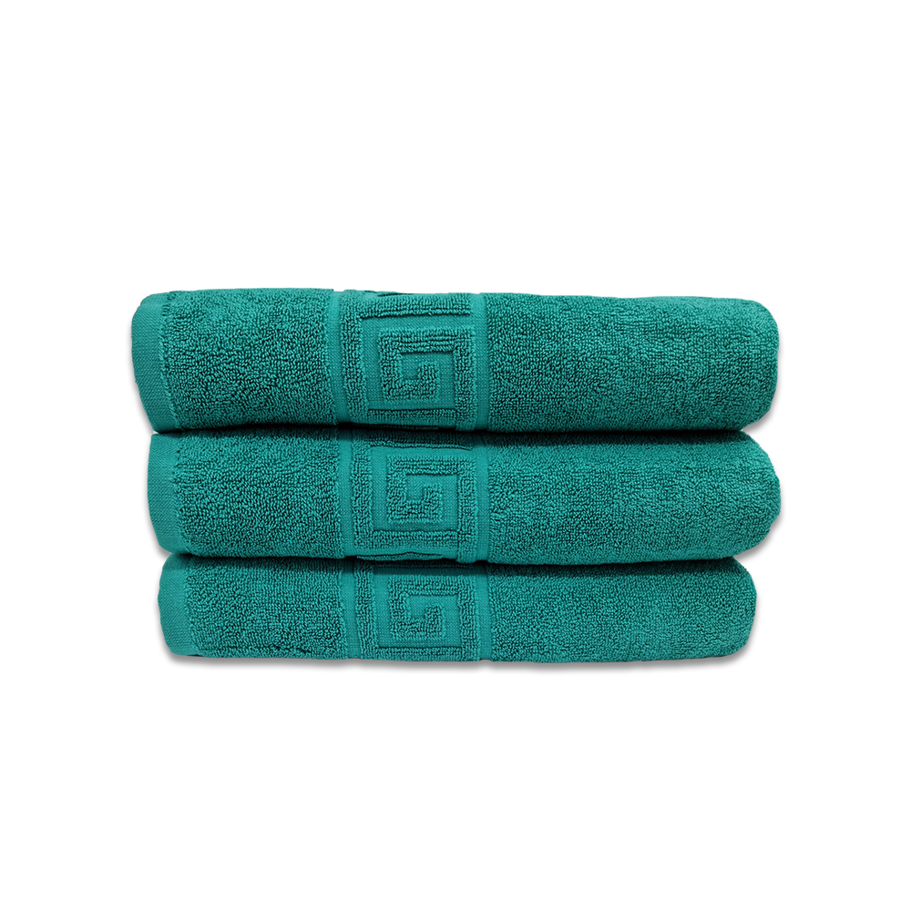 Set 3 Prosoape Bumbac 70×130cm 550 gr/mp Greek Border Dark Green